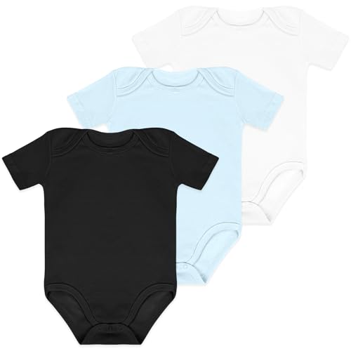 Vicloon Bodies para bebé, Short-Sleeve Bodysuit para meninos e meninas, 100 % algodão, macacão recém-nascido, presentes para bebés, 3 unidades - cor sólida, 6-9 meses