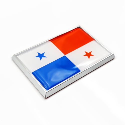 Image of Panama Flag Sticker Emblem Panamanian Decal Car Chrome Flags, 2 Pack, 3 x 2 inches