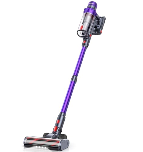 SMOTURE Aspiradora inalámbrica, aspiradora de Varilla Potente de 600 W y 50 KPa, autonomía de 65 min, Ligera y antienredos para Suelos Duros, alfombras y Pelo de Mascotas