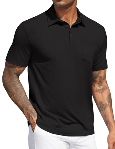 COOFANDY Mens Polo Shirts Short Sleeve Casual Golf Shirt Basic Solid Color Collared T-Shirt Stylish Summer Polo T Shirt