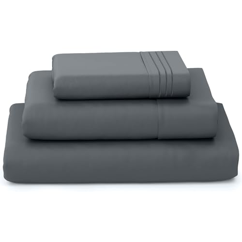 Listado de Juego de Sabanas Individuales que puedes comprar esta semana. 47 Kaneonna Juego de Sábanas de Microfibra 1800 Hilos, Sábanas de Hotel Lavado a Máquina, Suaves, Frescas, Hipoalergénicas (Individual, Gris)
