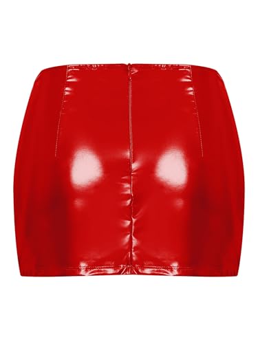 Women's Faux Leather Hip Skirts Front High Split Bodycon Mini Pencil Skirts Club Streetwear4