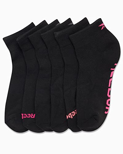 Image of Reebok Womens Quarter Socks 6 Pack Comfort Cushioned Athletic Socks | Moisture-wicking Fabric Keeps Feet Dry, Flexible Knit Hugs the Arch, Plush Footbed Absorbs Shock