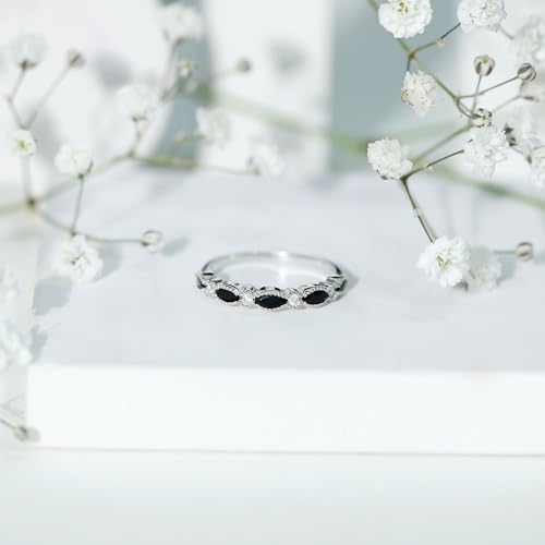 Gift for New Moms, Real Black Onyx Eternity Wedding Band in Gold Plated Silver, AAA Quality, Certified Onyx Promise Ring - Ready To Gift3