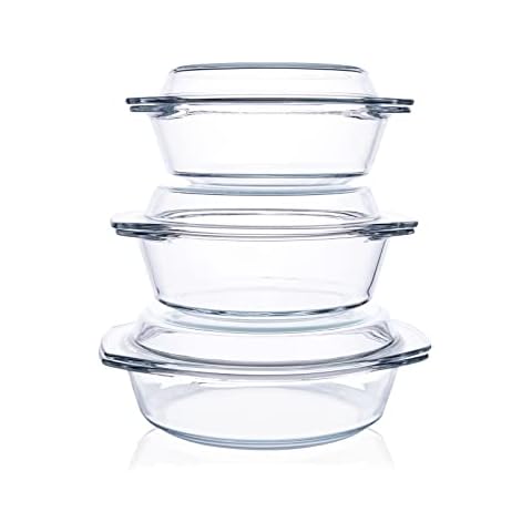 HUSANMP Set 6 Stücke Rund Auflaufform aus Gehärtetem Glas Set Cover