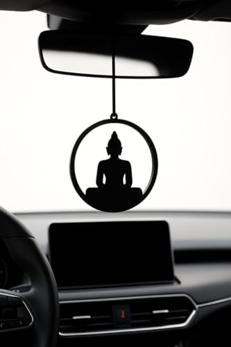 Image of Handmade Dream Catcher Car Ornament - Stylish Rear View Mirror Hanging Accessory - Elegant Car Interior Decoration - Good Luck & Positive Energy Charm (1, Buddha)