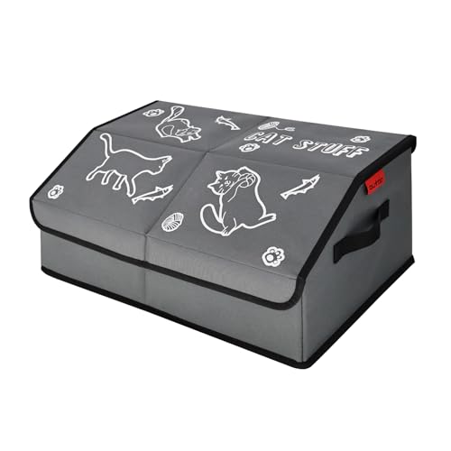 outtip Sturdy MDF Cat Toy Box Storage with Lid, 19" Collapsible Cat Toy Bin…