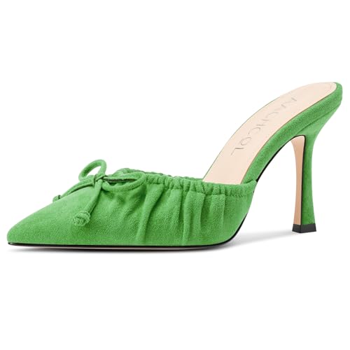 Aachcol Womens Pointed Toe Stiletto High Heel Sandals Slip-on Mules Wedding Prom Dress Shoes 3.9 Inches Heels