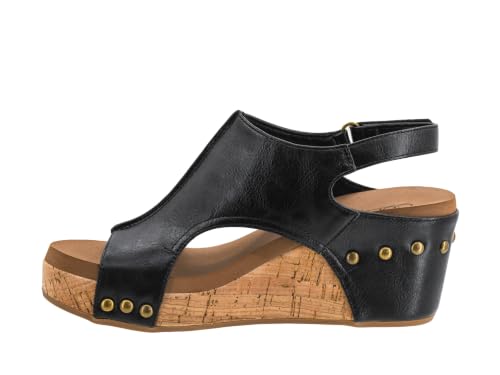 Image of Corkys Footwear Womens Carley Wedges, Featuring Corkys EVA Foam Cushioned Insoles, A 2.5 Inch Heel, Lightweight For All Day Wear, And Hook And Loop Closure