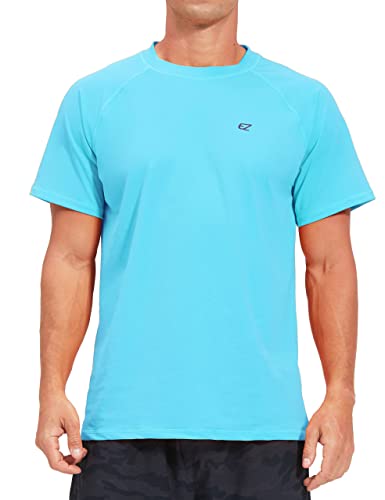 Image of Men's Swim Shirts Rash Guard UPF 50+ UV Sun Protection T-Shirt Quick Dry Fishing Beach T Shirts | Quick Dry Cooling Fabric with UPF 50+ Blocks 98% UV Rays. Anti-chafing Flatlock Seams Ensure Comfort for Beach and Fishing