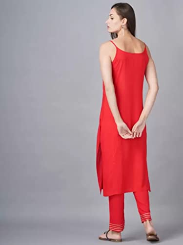 Image of Aziz Textiles Women's Rayon Sleeveless Straight Kurti for Women & Girls