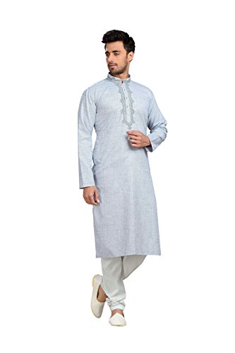Aashima Fab Store Cotton Fabric Light Gray Color Readymade Kurta Payjama R