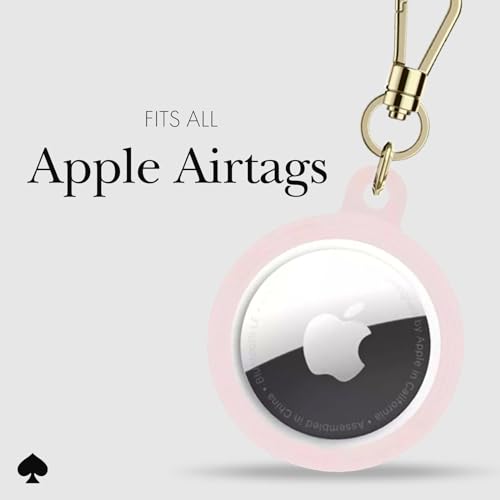 Image of kate spade new york AirTag Holder with Gold Ring Clip - Hollyhock Cream