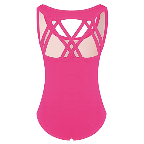 Phineein Girls Sleeveless Ballet Gymnastics Leotards - Kids Athletic Crisscross Back Dancewear Unitards (Plum, 7-9Y)