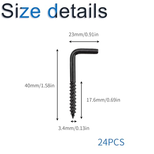 INCREWAY L Hook Screws, 24PCS L Shaped Hooks Self Tapping Screw - Image 2
