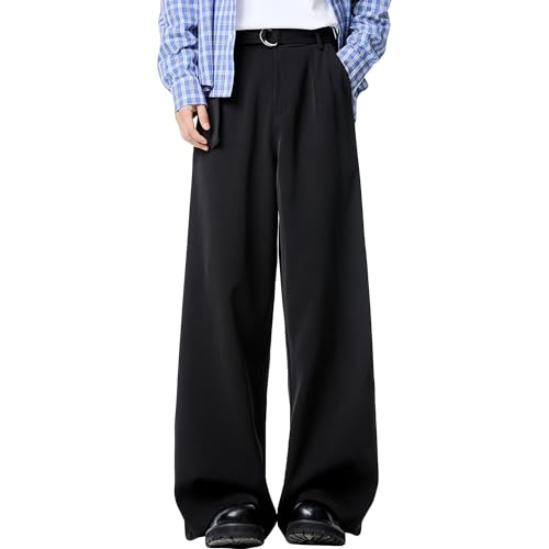 Men's Wide Leg Dress Suit Pants Business Casual Dress Pant with Pocket Office Work Wide Leg Loose Trousers