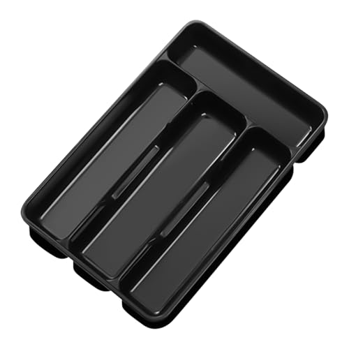 Organizador de cubiertos, instalación fácil, 27x17.7x3.5cm, almacenamiento de cajones de cubiertos, soporte para utensilios de cocina, diseño de cuatro compartimentos, para gabinete, encimera, dormito