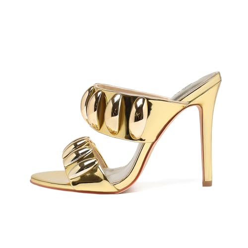 Image of Women's Pearl Open-Toe Sparkly 4.3IN Stiletto Heels Sandals Nightclub Party Wedding Shoes