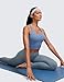 CRZ YOGA Butterluxe Racerback Crop Tank Tops for Women - Padded Y-Back Longline Sports Bras Scoop Neck Workout Yoga Oasis Blue X-Large