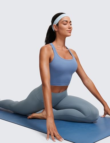 Image of CRZ YOGA Butterluxe Racerback Crop Tank Tops | Light Support, Removable Pads, Yoga, Extremely Soft, Scoop Neck, Longline Sports Bras for Women