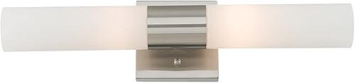 Miniatura 4 de Livex Lighting 10102-91 Aero - Luz de baño de 2 luces, níquel cepillado, 4.5 pulgadas de alto x 18 pulgadas de ancho