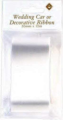 Pack of 3 - White Wedding Car Ribbon - 50mm x 10m White Ribbon