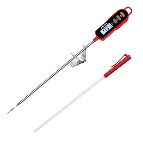 Image of Lonicera Digital Candy Thermometer with Pot Clip, 11 inch Long Probe, Instant Read 2-3s, IPX6 Waterproof Food Thermometer with Backlight, for Deep Fry, Oil & Meat (Red)