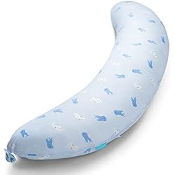 BYRIVER Firm C Shaped Body Pillow for Side Sleeping Women Men, Cooling Pregnancy Pillows for Sleeping, Washable Jersey Cotton Cover, Gifts for New Mom Women (Little Shark)