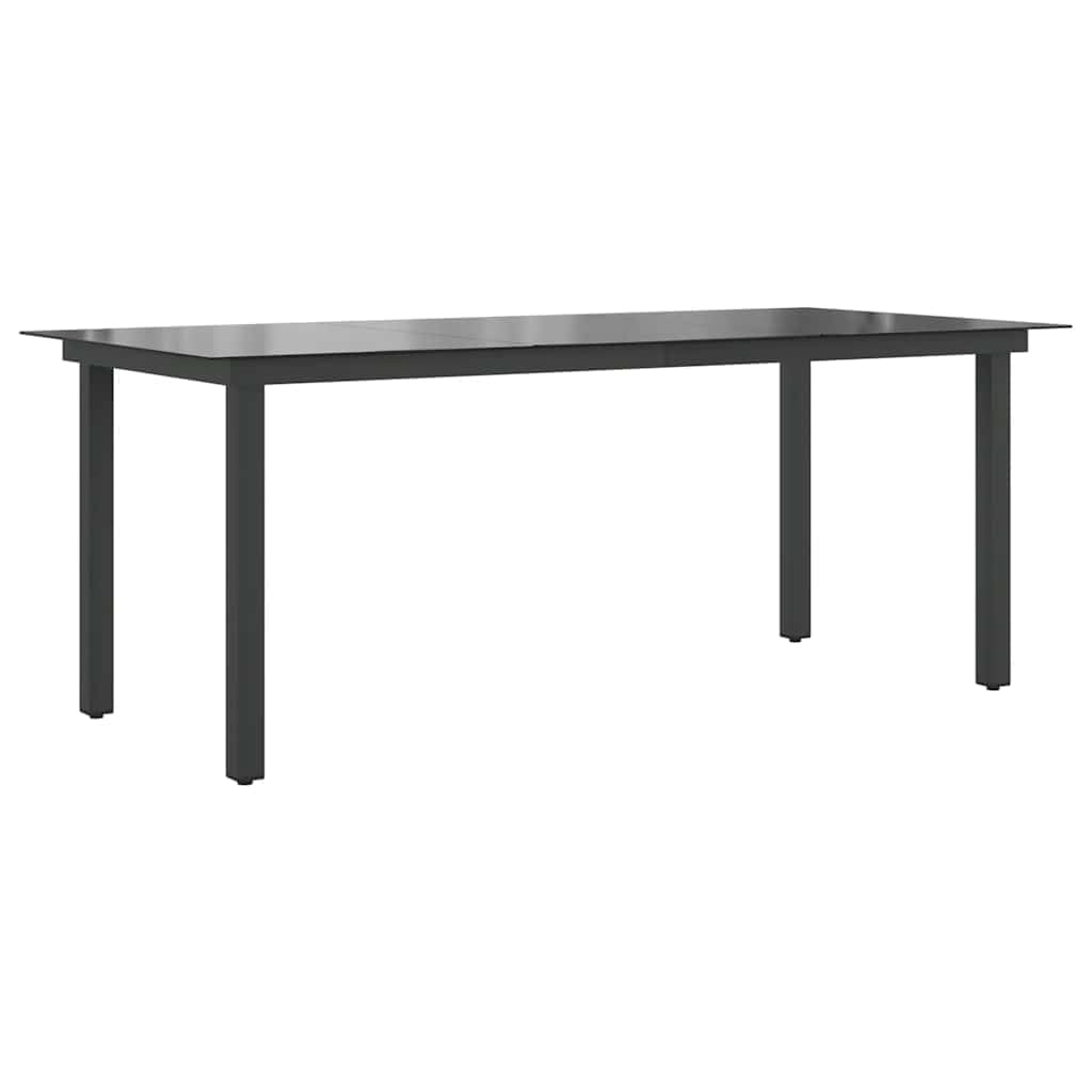 Table de jardin noire 190x90 cm en aluminium et verre trempé pour terrasse