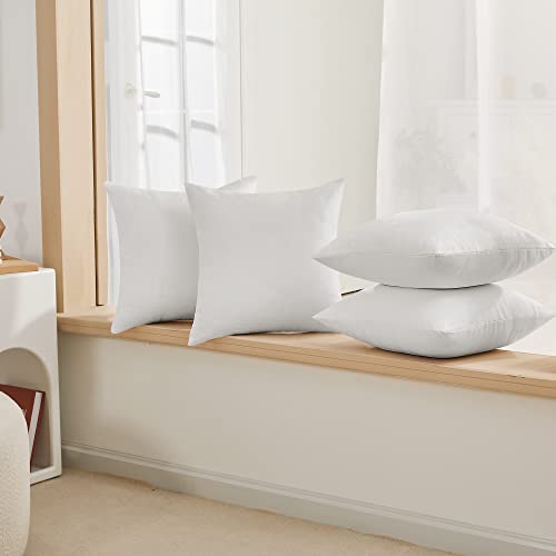 Deconovo 4 Pcs Pillow Covers 18X18, No Insert - Faux Linen Sublimation Cushion Covers White Blank Pillow Covers, Throw Pillow Cases For Sofa, 18X18 Inch Natural White, Set Of 4, Case Only #TOP3