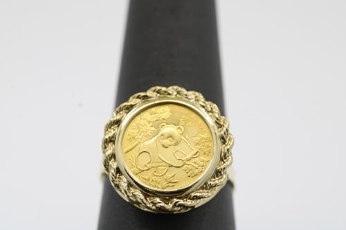 AARK & CO Solid 14K Yellow Gold Finish Without Stone Vintage Art Deco Chinese Panda Coin Engagement Ring 925 Sterling Silver4