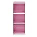 Furinno LUDER Book Shelf, 3-Cube Bookshelf, Bookcase with Open Shelves, 9.3 x 12 x 31.5, for Living Room, Bedroom, Home Office, White/Pink