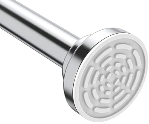 Aukomer Shower Curtain Rod Tension Adjustable Curtain Rod–Rustproof 304 Stainless Steel Curtain Rod, Upgraded Anti-Slip Telescopic Spring Tension Curtain Rod, No Drilling Extendable Pole (155-295cm)