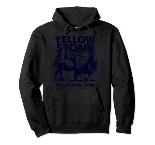 Cita angustiada Bison Retro Yellowstone US National Park Sudadera con Capucha