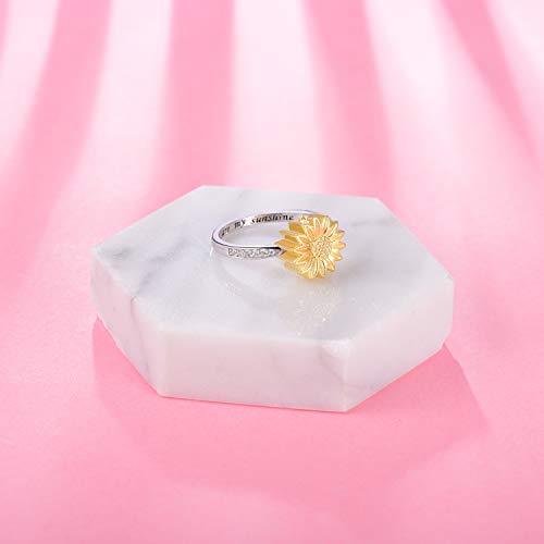 Fookduoduo Sunflower Cremation Ring For Ashes - 925 Sterling Silver Jewelry Adjustable You Are My Sunshine Urn Ring Daisy Memorial Keepsake Locket For Women Human Ash (9) #TOP3