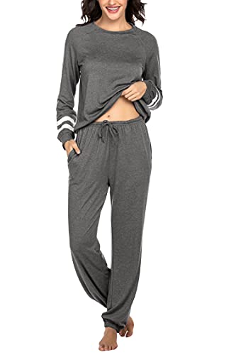 Image of Ekouaer Sweatsuits Womens Loungewear Set Tracksuit Long Sleeve Pajamas Set with Pockets 2 Piece Outfits Lounge Sets