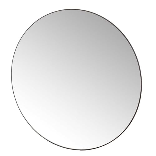 LOLAhome Espejo de Pared Redondo Negro de Metal y Cristal de 49 cm