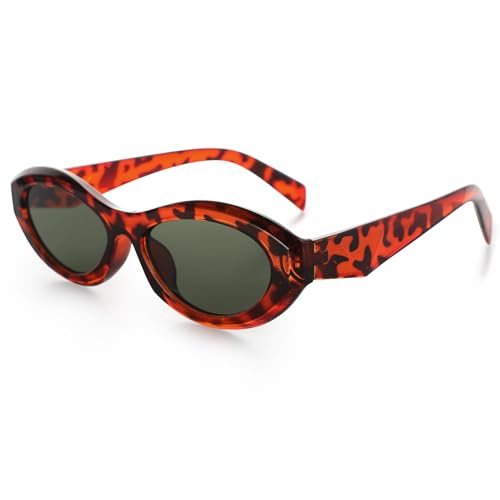 YOGFIT Oval Retro Trendy Sunglasses for Women Fashion Cool Cute Sunglasses Women for Daily Use Outdoors