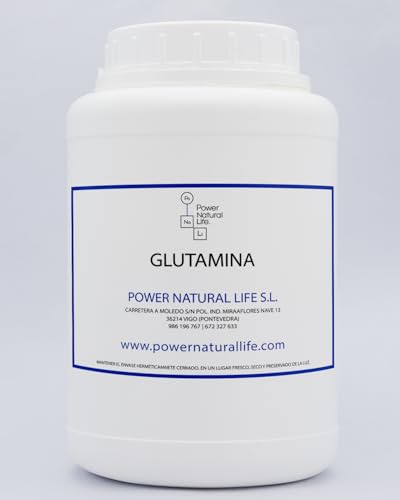 Glutamina en Polvo Power Natural Life | Aminoácido 100% Puro | Recuperación Muscular y Sistema Inmune | Anti-Catabolismo | Polvo Micronizado Instantáneo | Envase 1 kg Polietileno Hermético
