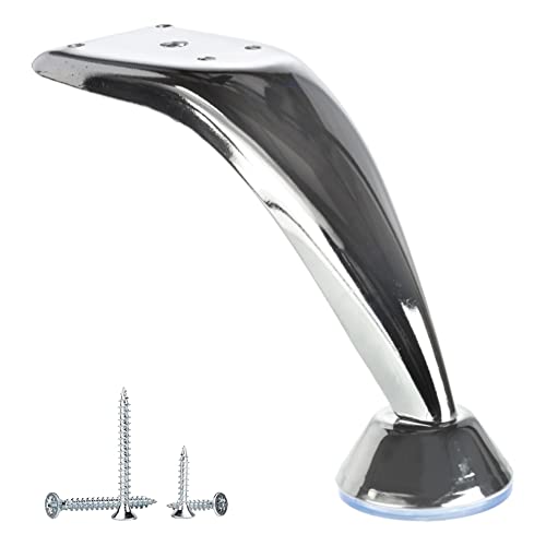 SKIR'CO (4 Piezas) Patas de Metal para Muebles de 12 cm de Altura, Patas curvadas, Patas cromadas Brillantes, Patas de sofá, Tornillos incluidos