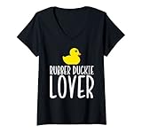 donna cute rubber duckie lover rubber duck lover maglietta con collo a v