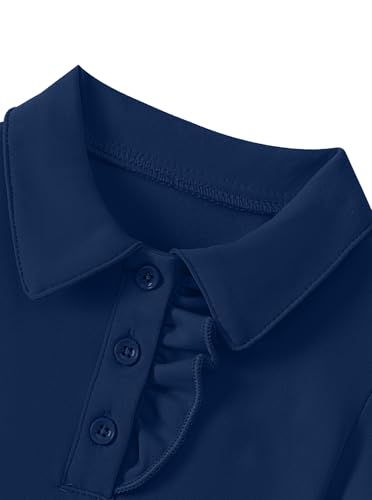 Hilinker Toddler Girls Heart Print Uniform Dresses Cute Ruffle Short Sleeve Polo Dress3