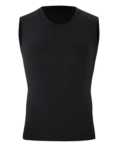 Blueleaf Boys Sleeveless Compression Shirt Youth Black Tank Top Kids Athletic Football Basketball Undershirts