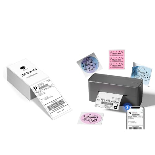 Image of 241BT Bluetooth Shipping Label Printer with 250 Pcs Thermal Shipping Label,4X6 Wireless Thermal Printer for Samll Business, Label Printers for Shipping Package, Compatible with iPhone, Android, Amazon