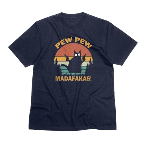 Crafted Memories - Pew Pew Madafakas Unisex T-Shirt | Funny Meme Cat Tee | Retro Vintage Style | Ideal for Casual Outings | 100% Airlume Combed Cotton