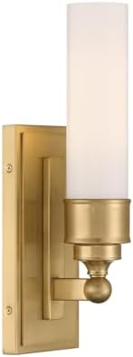 Crystorama Wilcox 1 Light LED Aged Brass Sconce with Sconce with Glass Shade