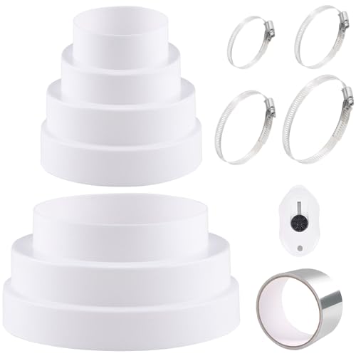 Reductor de conducto redondo de Ø 80 100 110 120 130 150mm Con abrazaderas de tubo de acero inoxidable y rollos de cinta de papel de aluminio Acoplador de reducción de tubo