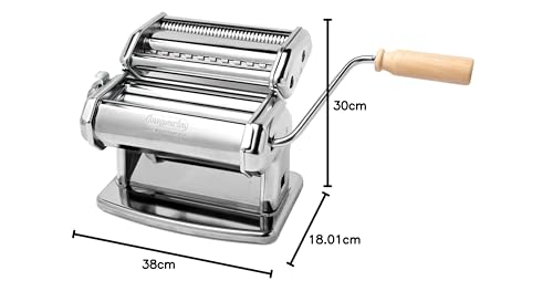 Imperia Italian Pasta Maker Gift Set, Silver – Includes Pasta Machine, Ravioli Mold, Roller & Cutter Attachments
