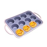 Molde de silicona para magdalenas | Molde antiadherente para galletas de 12 tazas - Moldes de silicona para hornear | para huevos de pan, pastel de queso, tarta de queso, horno de cocina, freidora de