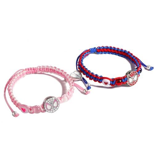 CLOORDE Matching Spider Bracelets for Couples Best Friends Spider Friendship Bracelets for 2 Adjustable Handmade Braided Brace-lets Matching Couples BFF Jewelry Gifts for GF BF